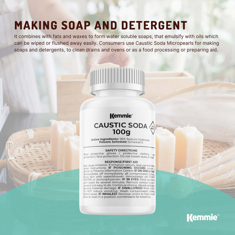 100g Caustic Soda Pearls Food Grade Sodium Hydroxide Lye NaOH Soap Making Beads