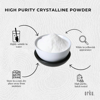 Orku 100g Sodium Ascorbate - High Purity Soluble Crystalline Powder Ingredient