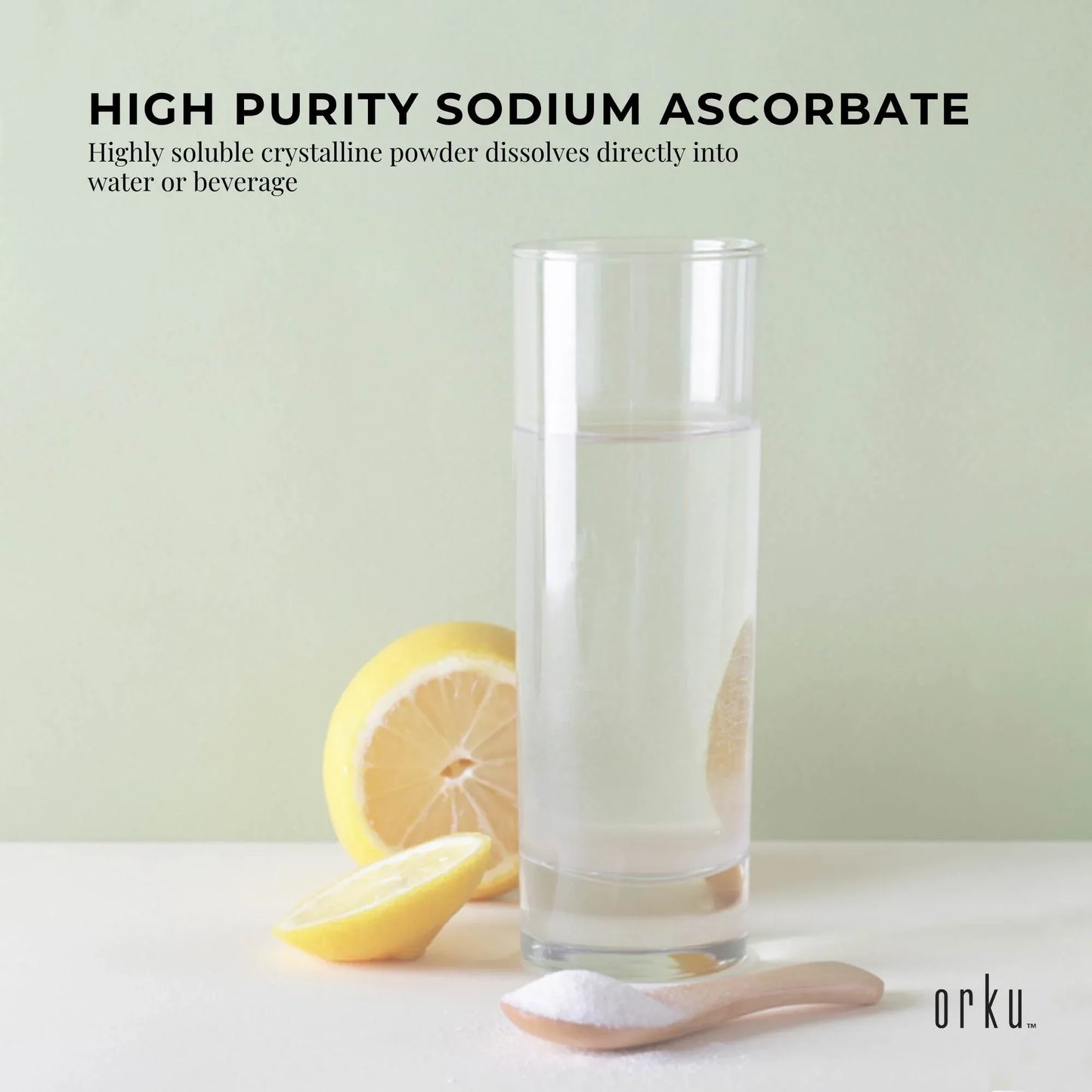 Orku 1Kg Sodium Ascorbate - High Purity Soluble Crystalline Powder Ingredient