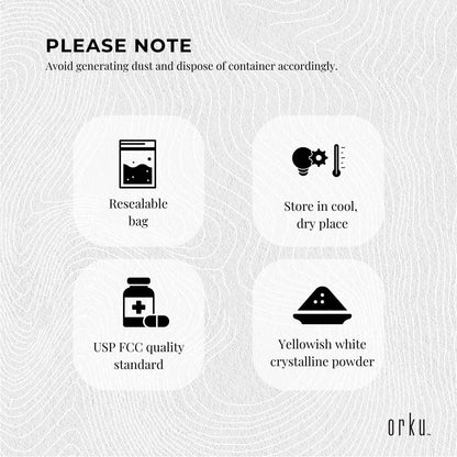 Orku 1Kg Sodium Ascorbate - High Purity Soluble Crystalline Powder Ingredient