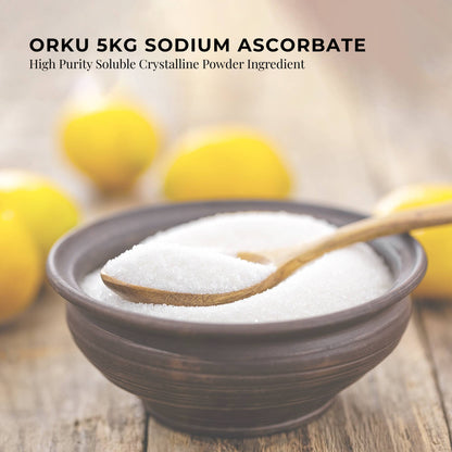 Orku 1Kg Sodium Ascorbate - High Purity Soluble Crystalline Powder Ingredient