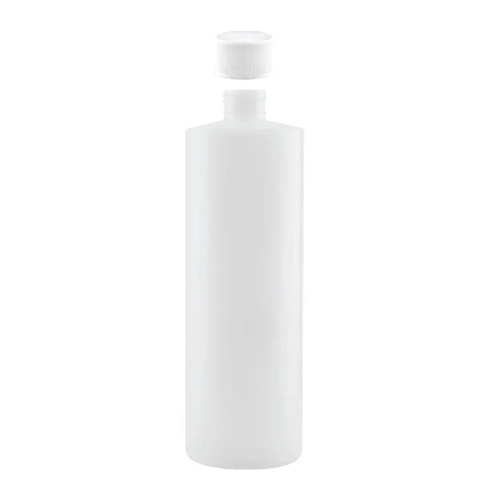 1x 500ml Clear HDPE Round Bottle + 28/410 Caps - Empty Plastic Food Storage