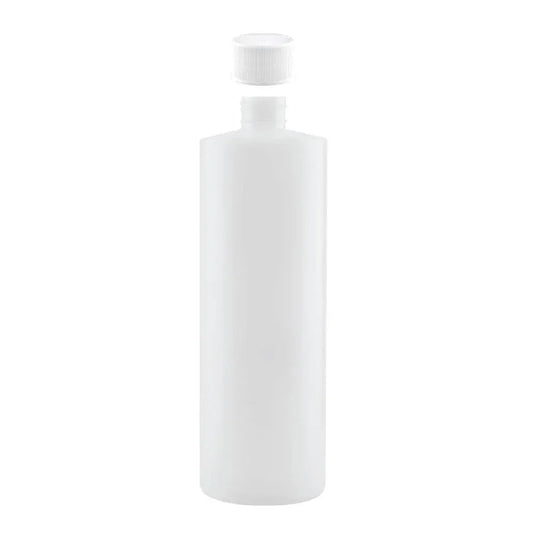 1x 500ml Clear HDPE Round Bottle + 28/410 Caps - Empty Plastic Food Storage
