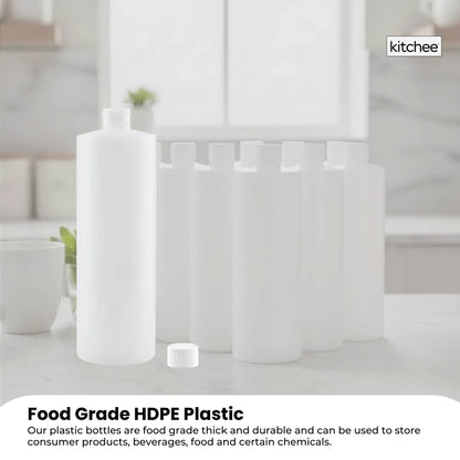 1x 500ml Clear HDPE Round Bottle + 28/410 Caps - Empty Plastic Food Storage