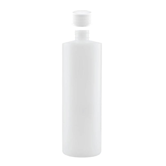 1x 500ml Clear HDPE Round Bottle + 28/410 Caps - Empty Plastic Food Storage