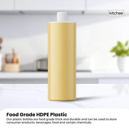 10x 500ml Clear HDPE Round Bottle + 28/410 Caps - Empty Plastic Food Storage