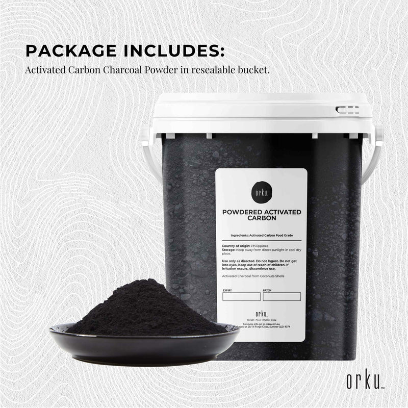 Orku 400g Activated Carbon Powder Coconut Charcoal Bucket - Water Filtration
