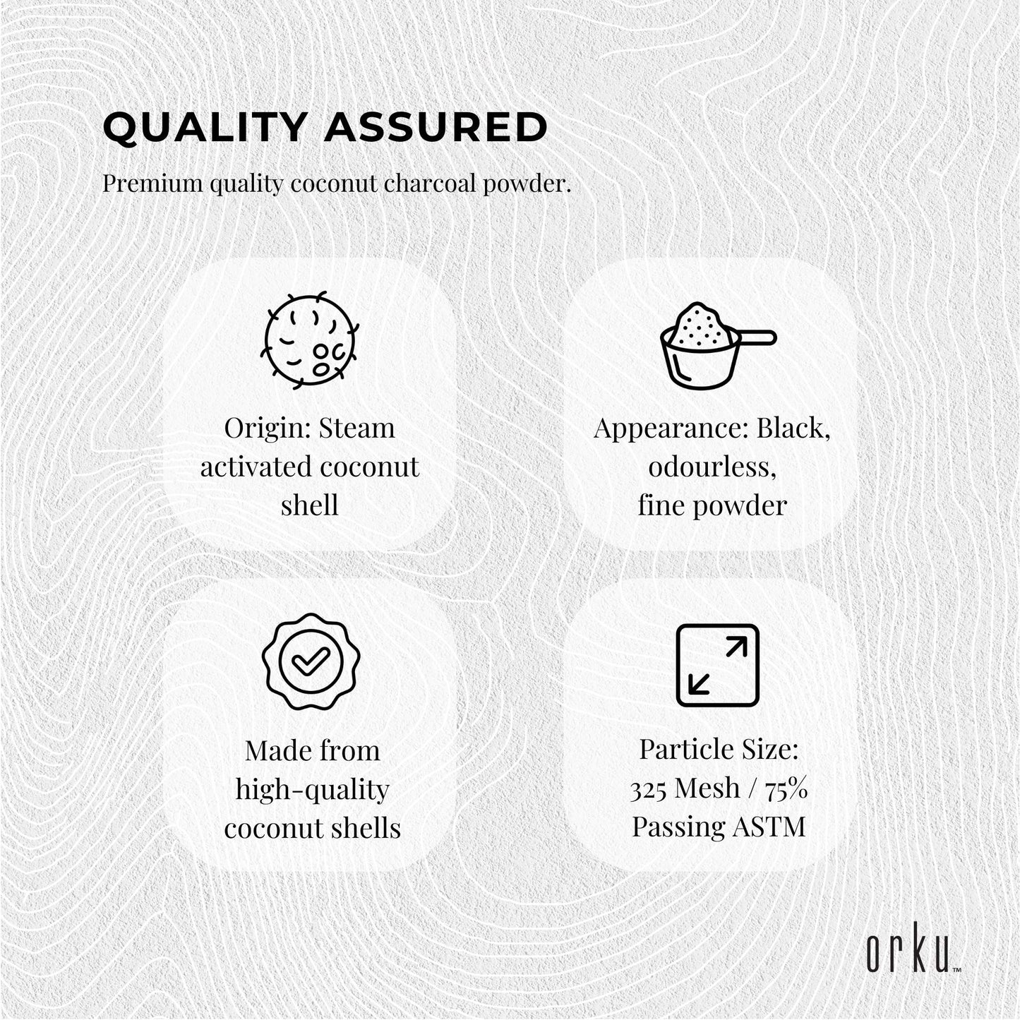 Orku 400g Activated Carbon Powder Coconut Charcoal Bucket - Water Filtration