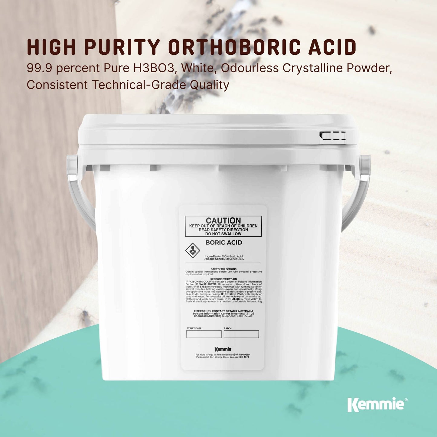 4.9Kg Boric Acid Powder 99.9% Pure Tub - Soluble Orthoboric Acid H3BO3