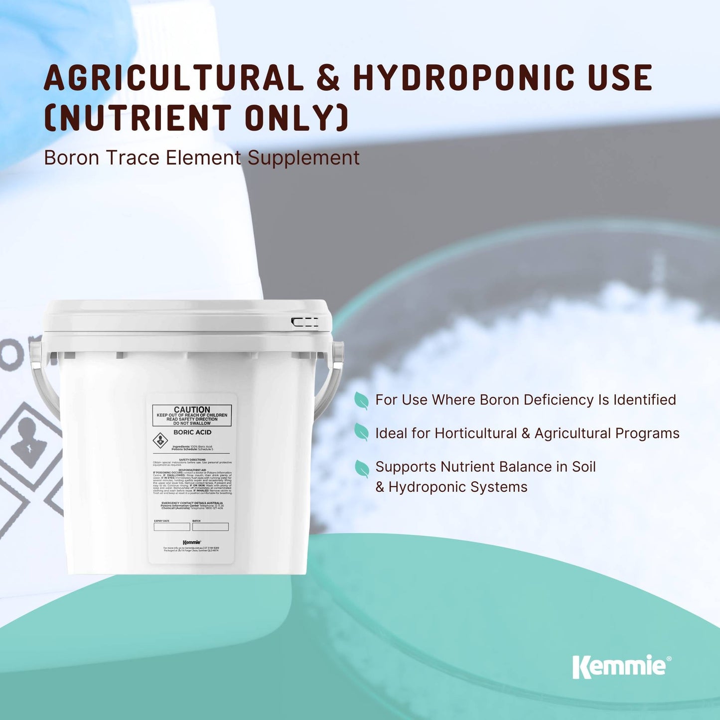 4.9Kg Boric Acid Powder 99.9% Pure Tub - Soluble Orthoboric Acid H3BO3