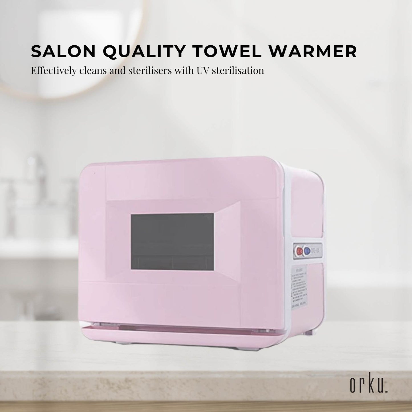 Orku 8L Pink Electric Towel Warmer UV Steriliser Cabinet Salon Heat Sanitiser