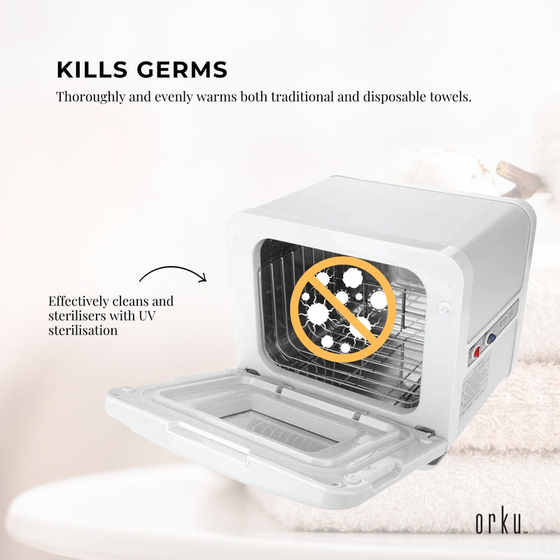 Orku 8L White Electric Towel Warmer UV Steriliser Cabinet Salon Heat Sanitiser