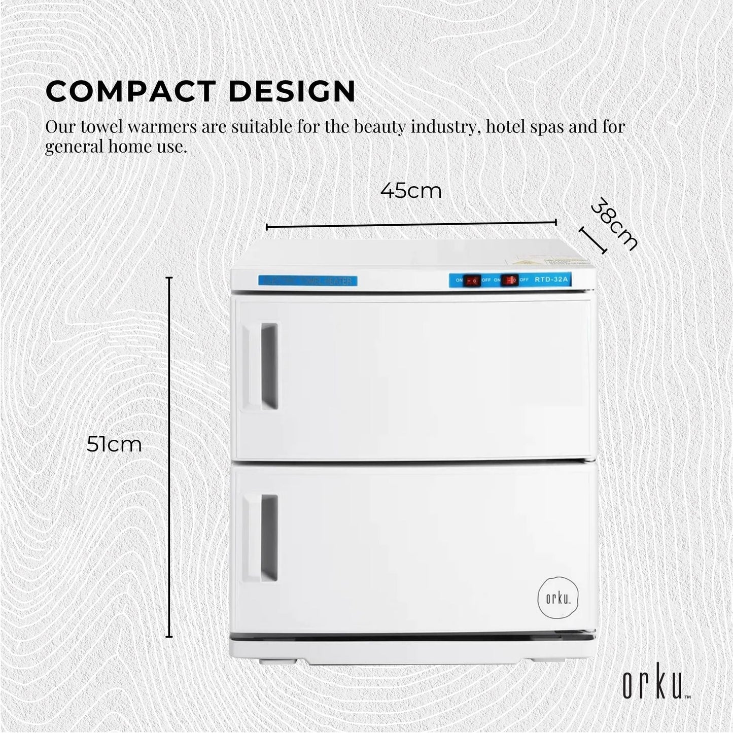 Orku 32L White UV Electric Towel Warmer Steriliser Cabinet Salon Heat Sanitiser