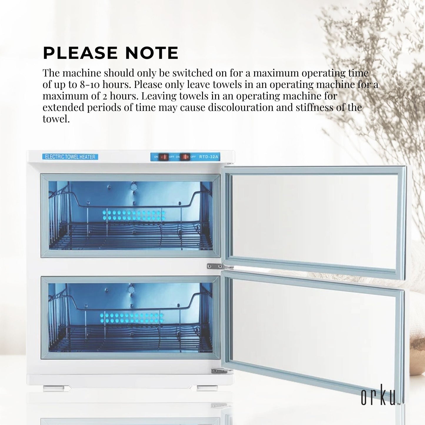 Orku 32L White UV Electric Towel Warmer Steriliser Cabinet Salon Heat Sanitiser