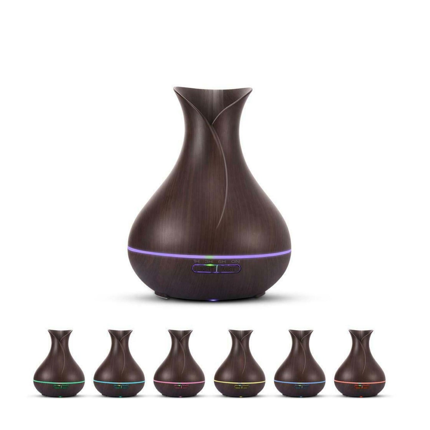 Essential Oil Aroma Diffuser and Remote - 400ml Tulip Dark Ultrasonic Humidifier