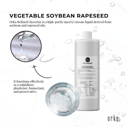 Orku 500ml Glycerine 99.9% Pure USP Food + Cosmetic Grade – Vegetable Glycerol