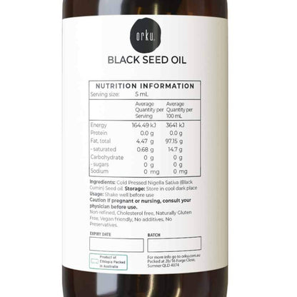 100ml Pure Black Seed Oil - 100% Ethiopian Nigella Sativa Cumin Cold Pressed