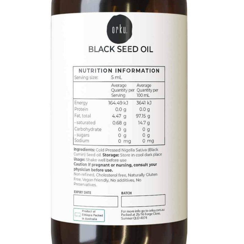 100ml Pure Black Seed Oil - 100% Ethiopian Nigella Sativa Cumin Cold Pressed