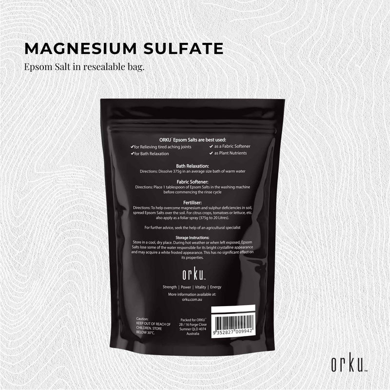 Orku 1Kg Epsom Salt - Magnesium Sulphate Bath Salts Skin Body