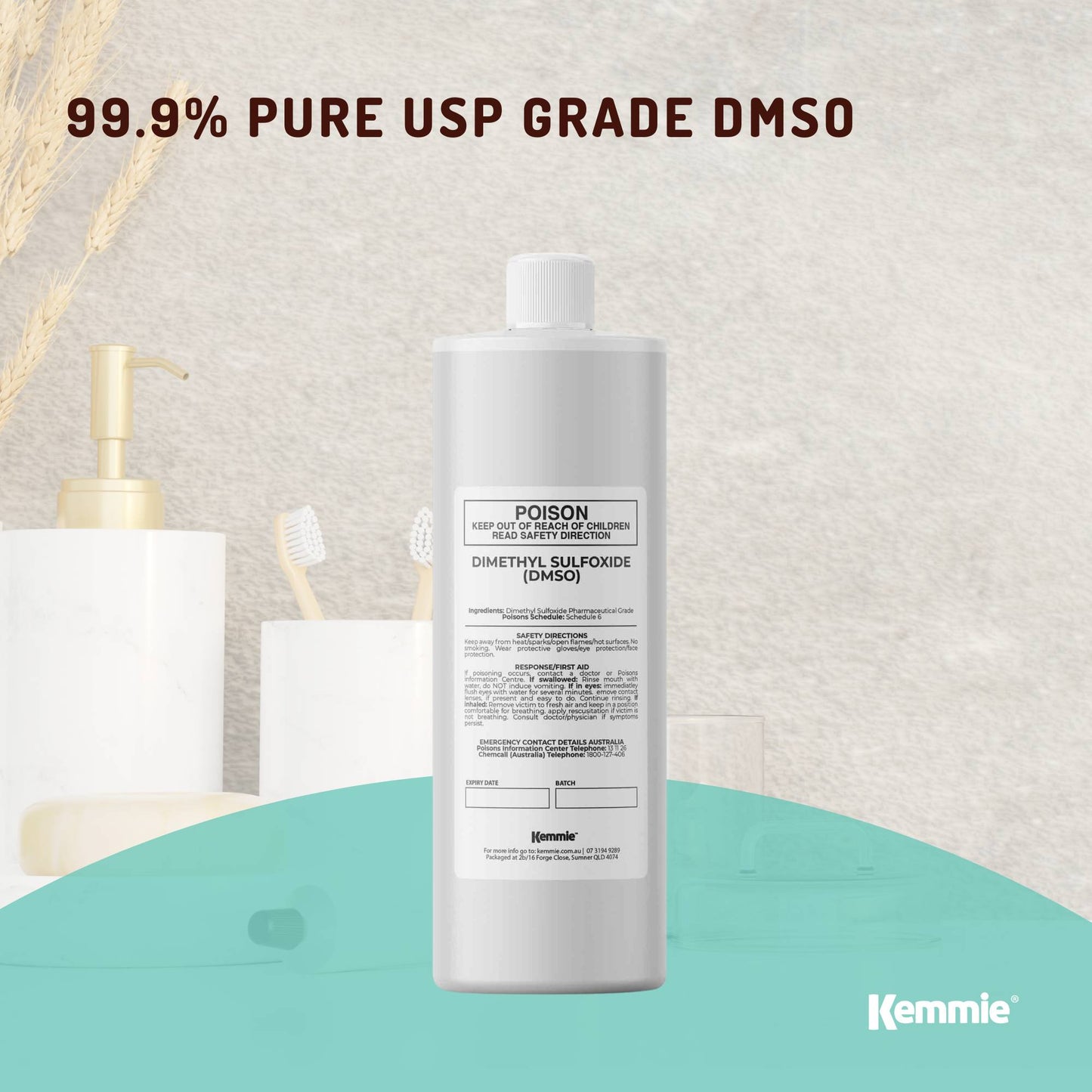 Kemmie 1L DMSO Liquid 99.9% Pure -  USP Grade Dimethyl Sulfoxide Solvent