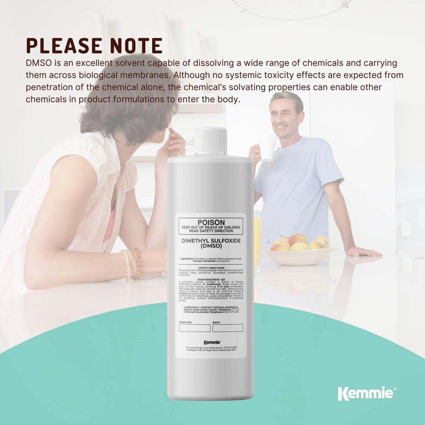 Kemmie 1L DMSO Liquid 99.9% Pure -  USP Grade Dimethyl Sulfoxide Solvent