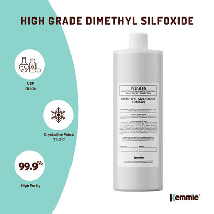 Kemmie 1L DMSO Liquid 99.9% Pure -  USP Grade Dimethyl Sulfoxide Solvent