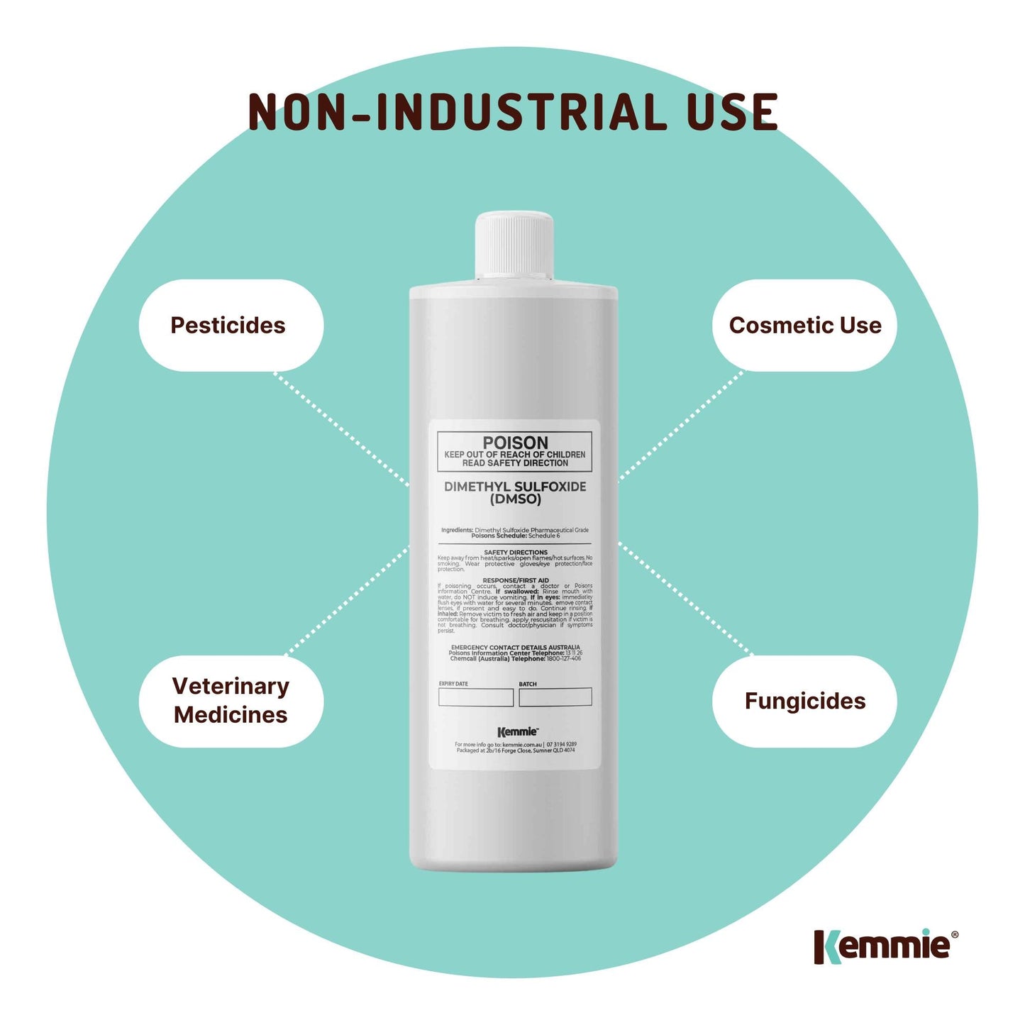 Kemmie 1L DMSO Liquid 99.9% Pure -  USP Grade Dimethyl Sulfoxide Solvent