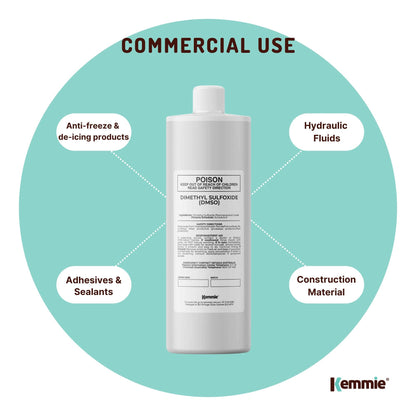 Kemmie 1L DMSO Liquid 99.9% Pure -  USP Grade Dimethyl Sulfoxide Solvent