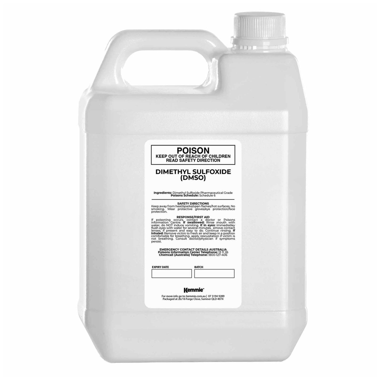 Kemmie 5L DMSO Liquid 99.9% Pure -  USP Grade Dimethyl Sulfoxide Solvent Bulk