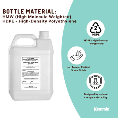 Kemmie 5L DMSO Liquid 99.9% Pure -  USP Grade Dimethyl Sulfoxide Solvent Bulk