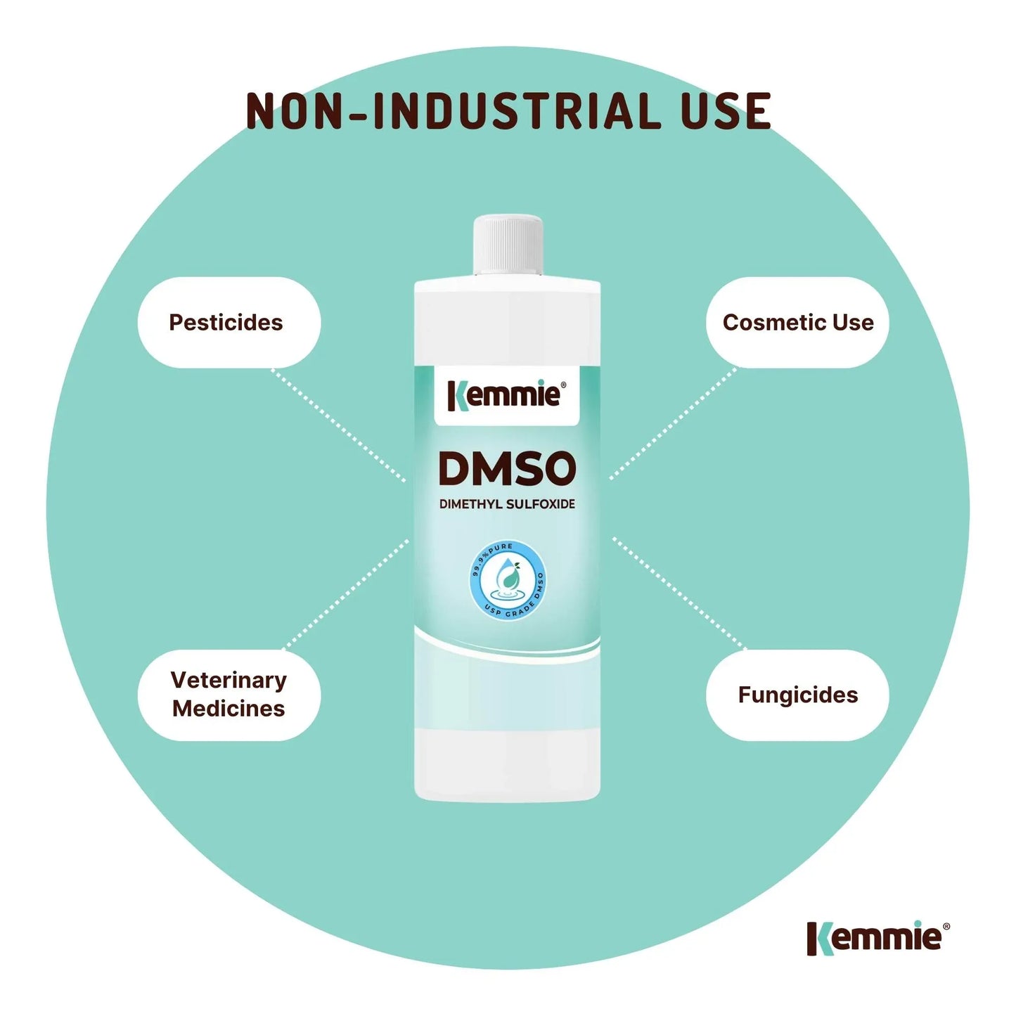 Kemmie 250ml DMSO Liquid 99.9% Pure - USP Grade Dimethyl Sulfoxide Solvent