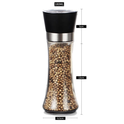 10x 180ml Glass Salt or Pepper Grinder 18cm - Adjustable Ceramic Core Tall Mill