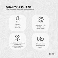 Sonic Electric Toothbrush White - Waterproof USB Charging 5 Modes 2 Heads + Case