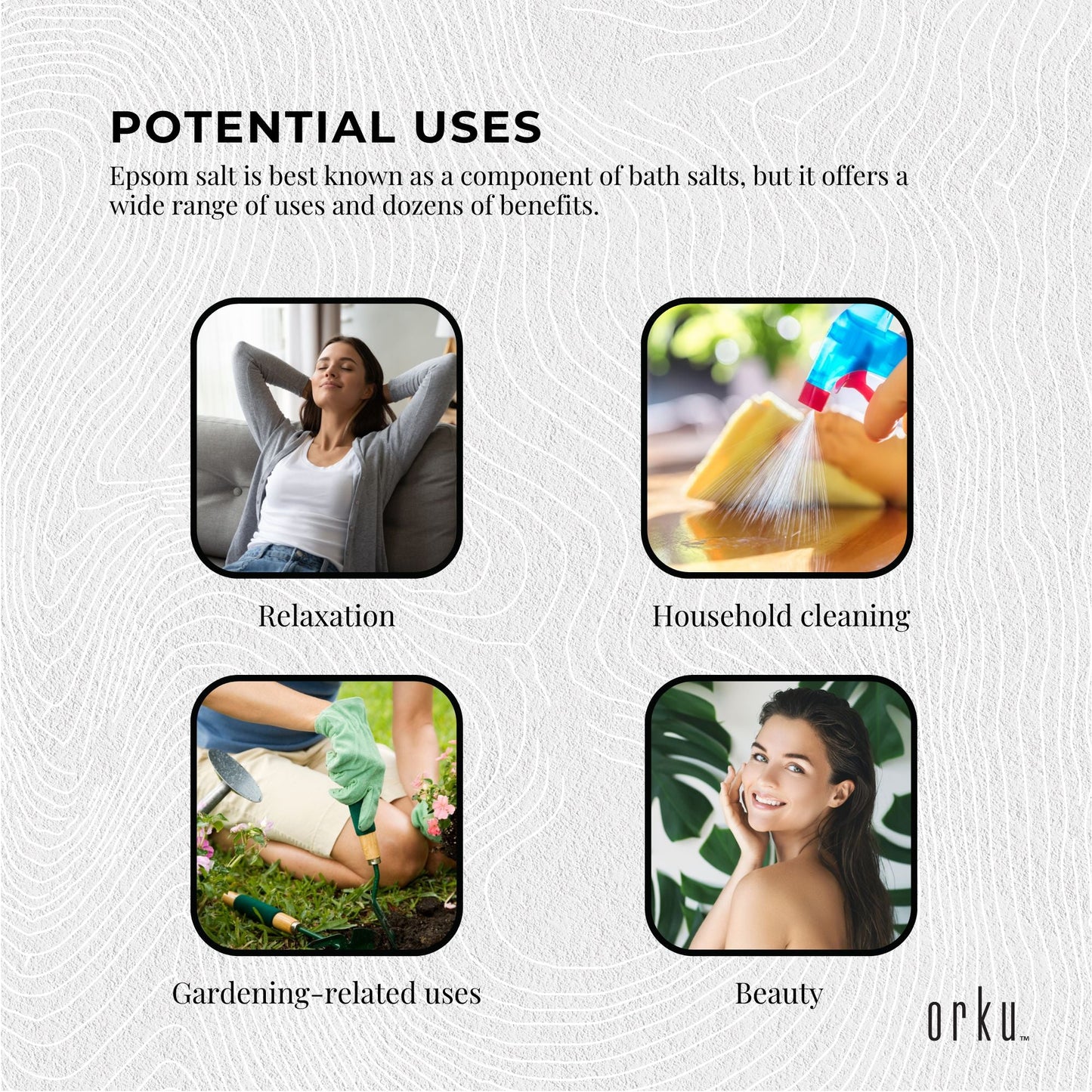 Orku 100g Epsom Salt - USP Grade Magnesium Sulfate Body Bath Salts
