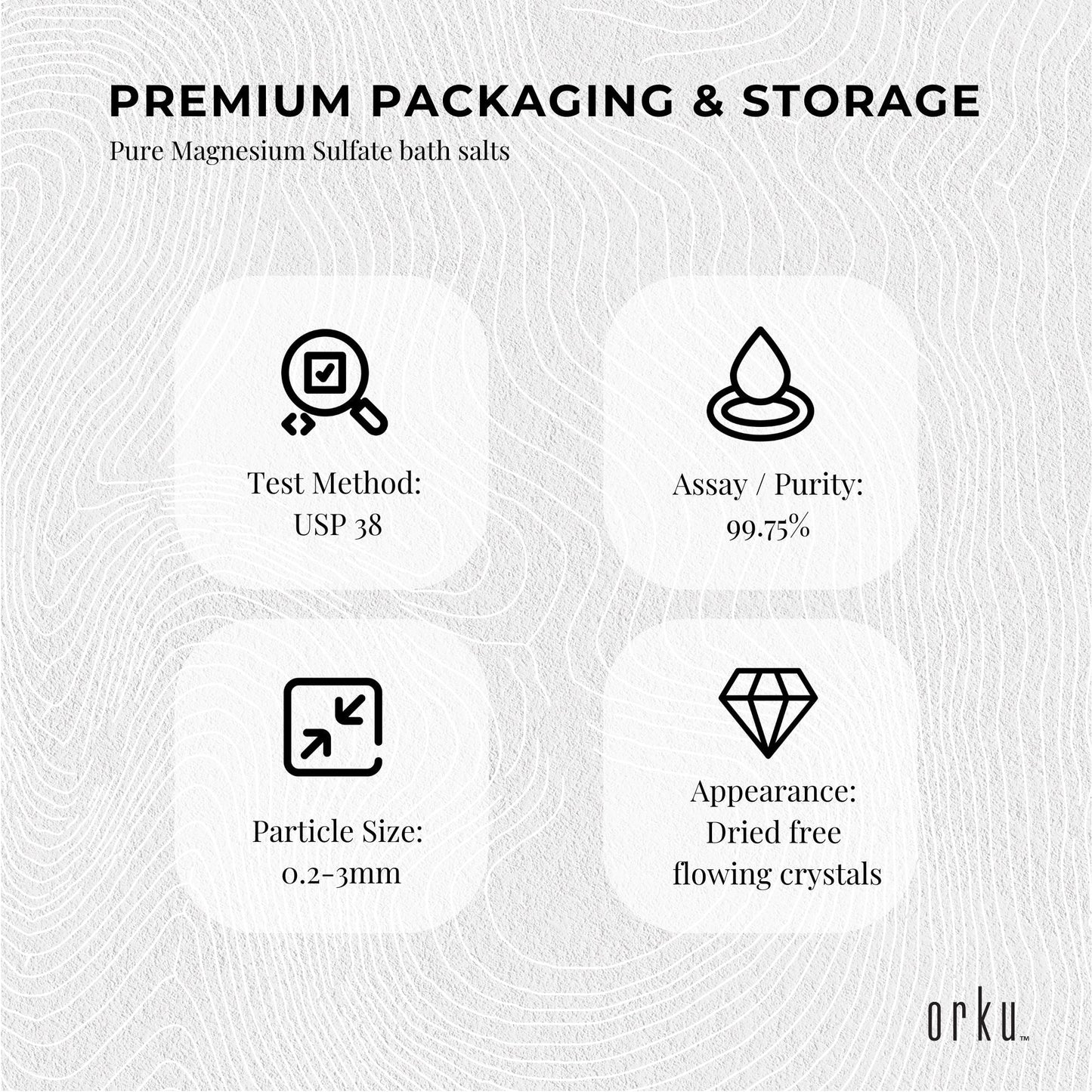 Orku 100g Epsom Salt - USP Grade Magnesium Sulfate Body Bath Salts