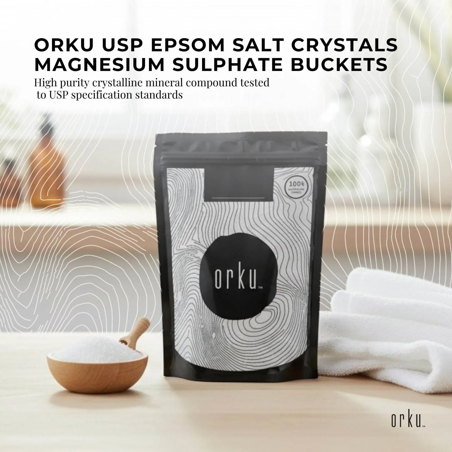 Orku 2Kg Epsom Salt - USP Grade Magnesium Sulfate Body Bath Salts