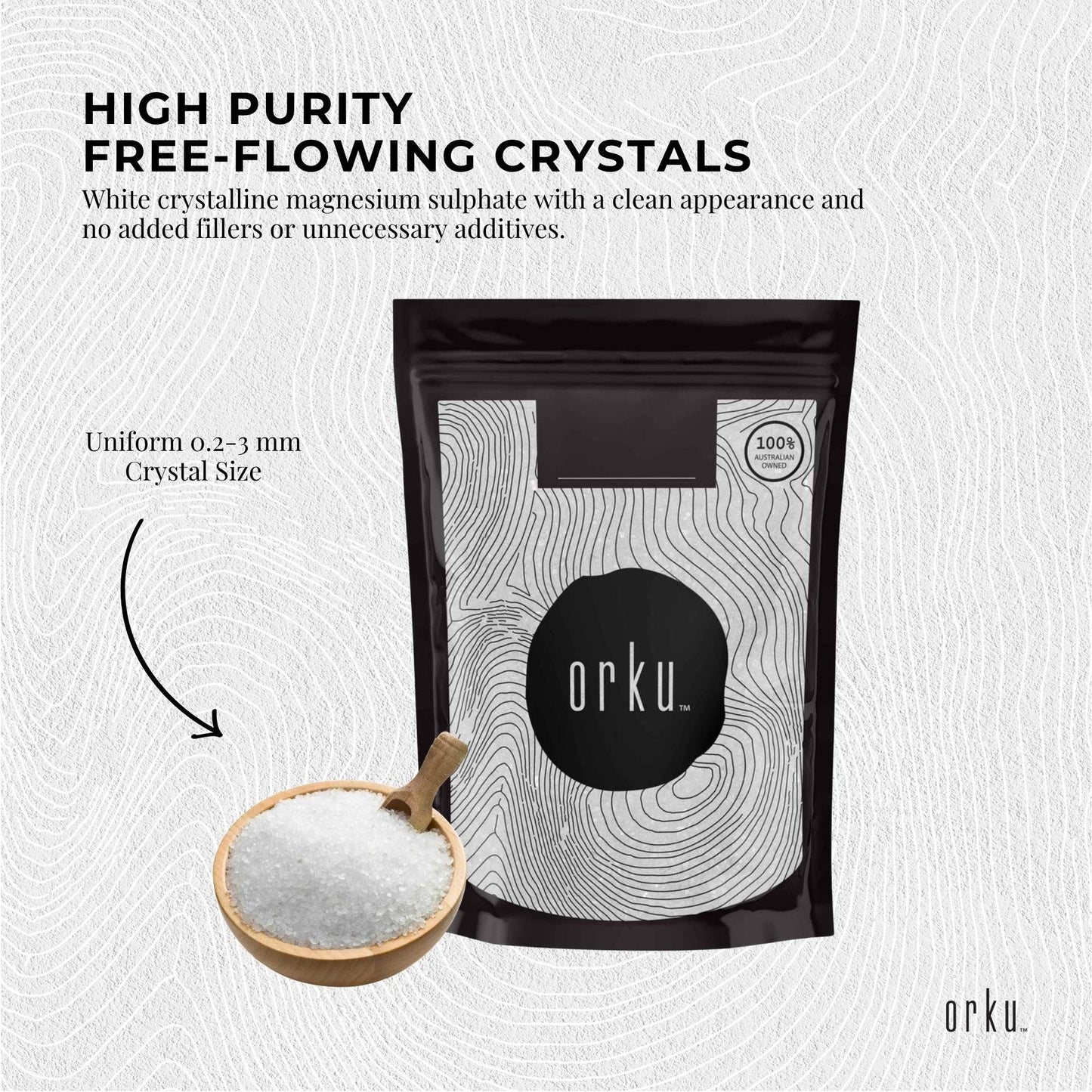 Orku 2Kg Epsom Salt - USP Grade Magnesium Sulfate Body Bath Salts