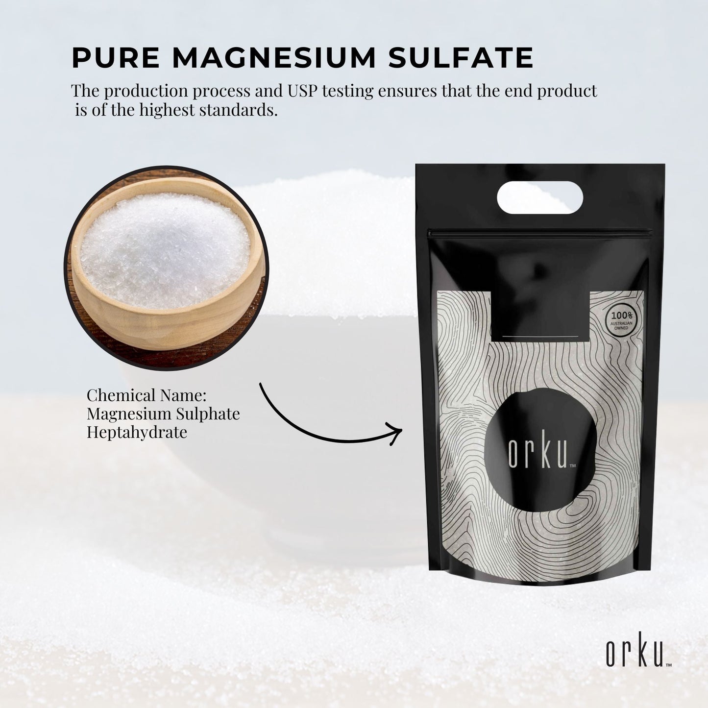 Orku 5Kg Epsom Salt - USP Grade Magnesium Sulfate Body Bath Salts
