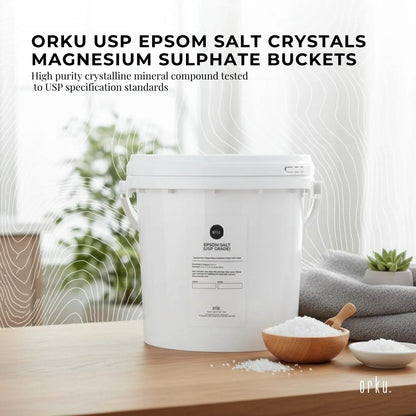 Orku 5kg Epsom Salt Tub- USP Grade Magnesium Sulfate Body Bath Salts
