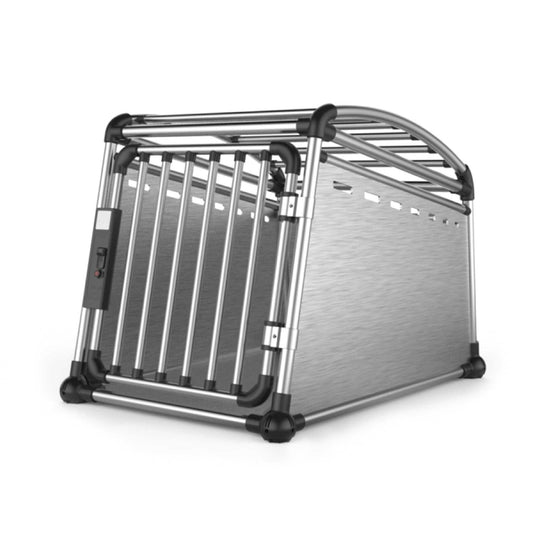 Aluminium Dog Travel Crate 56x65x77cm - Medium Pet Car Transport Cage Kennel Box