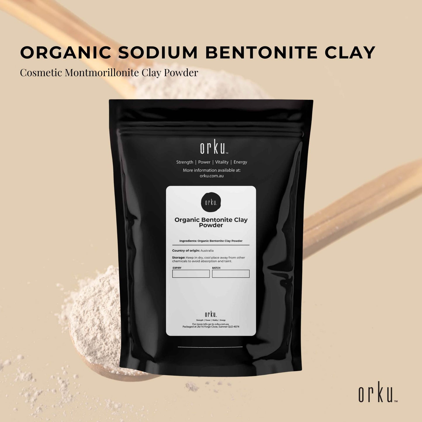 50g Organic Sodium Bentonite Clay Powder - Cosmetic Montmorillonite