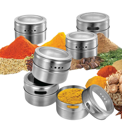 50x 150g Magnetic Spice Jar Stainless Steel Tin Herb Seasoning Storage Container