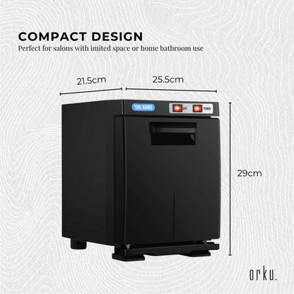 Orku 5L Black Electric Hand Towel Warmer Mini UV Steriliser Cabinet Salon Heater