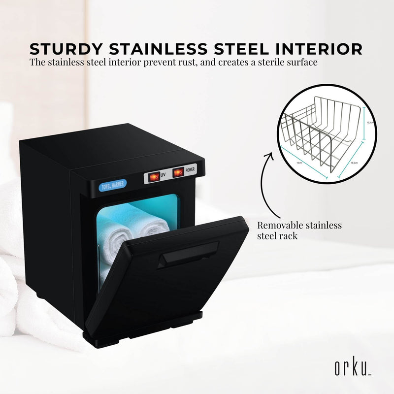 Orku 5L Black Electric Hand Towel Warmer Mini UV Steriliser Cabinet Salon Heater