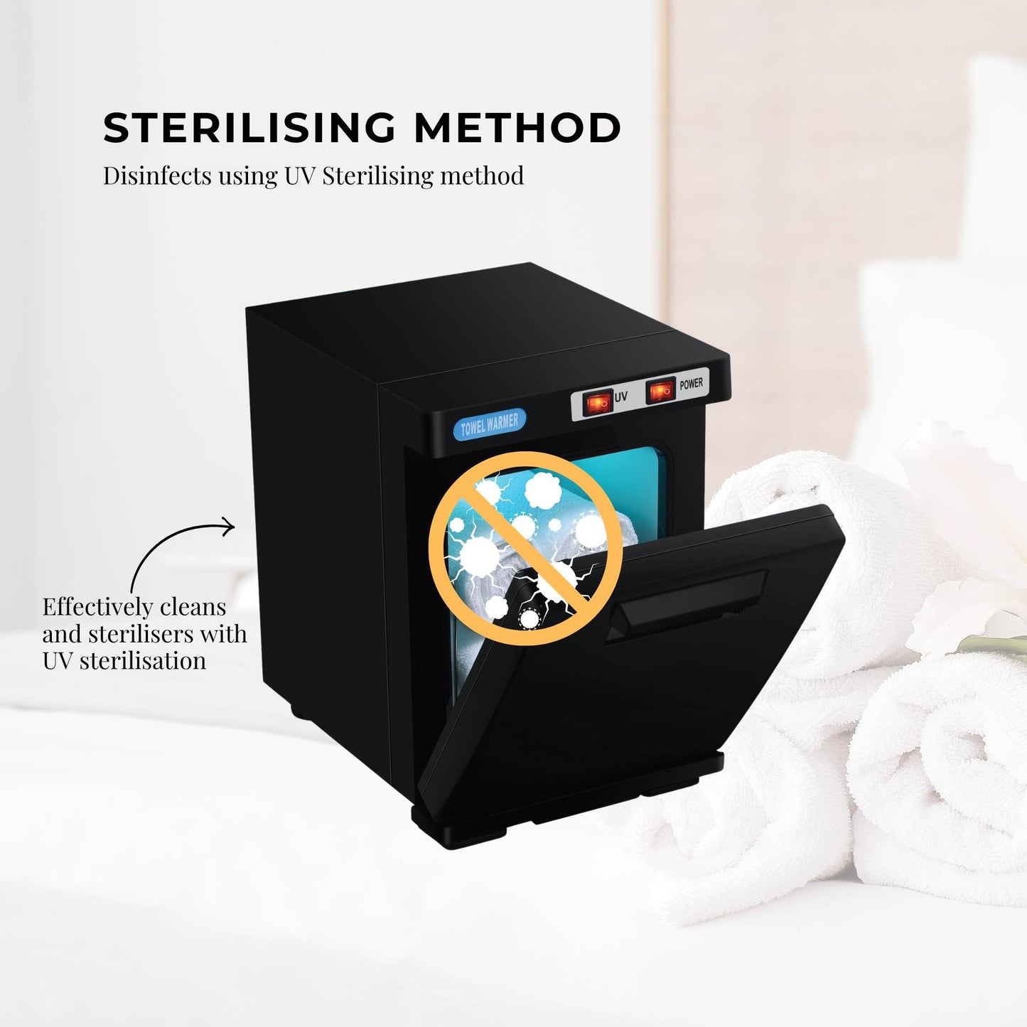 Orku 5L Black Electric Hand Towel Warmer Mini UV Steriliser Cabinet Salon Heater