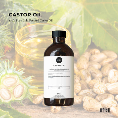 Orku 100ml Organic Castor Oil - Hexane Free Cold Pressed