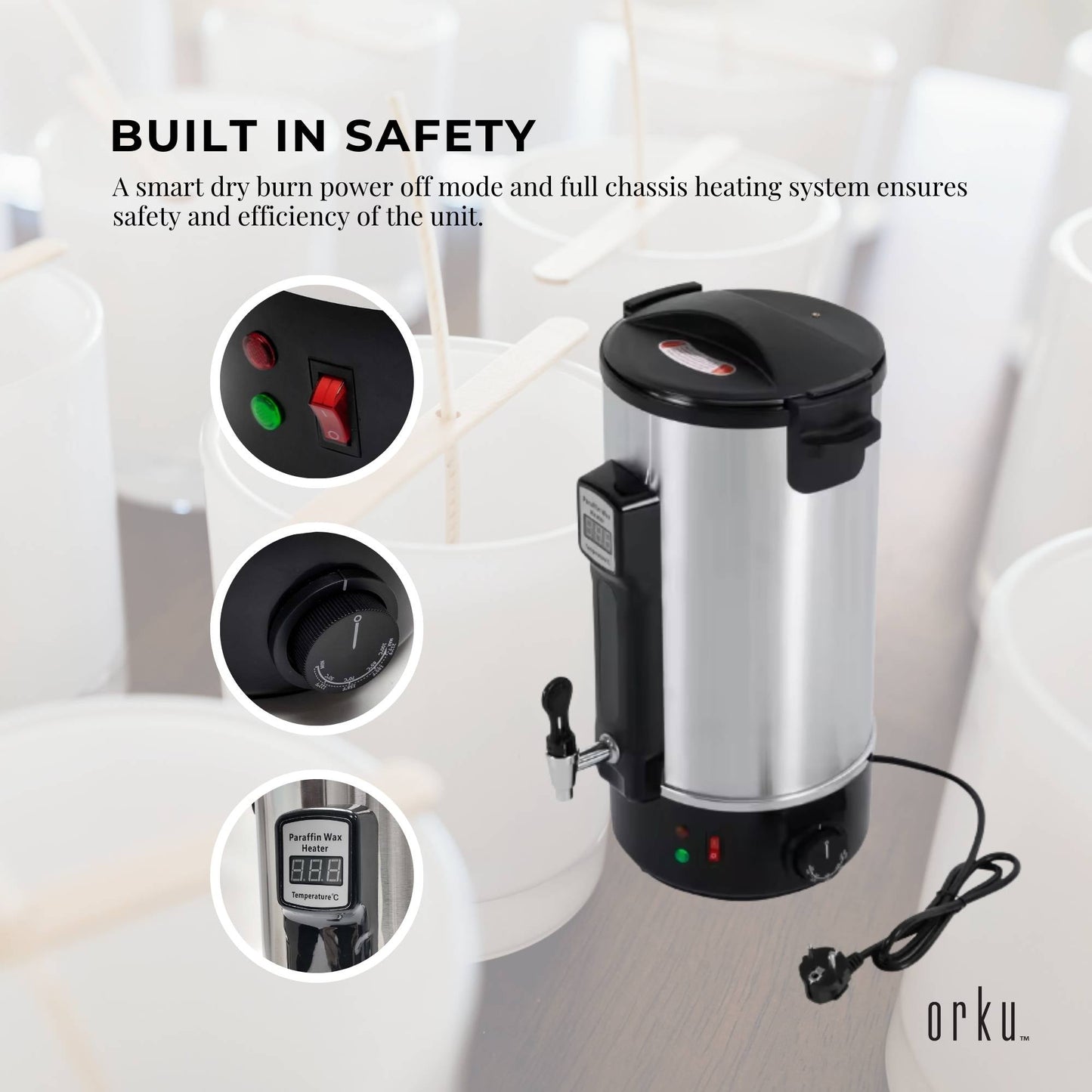 8L Orku Candle Wax Heater With Core Heating Tap - Electric Warmer Melter Pot