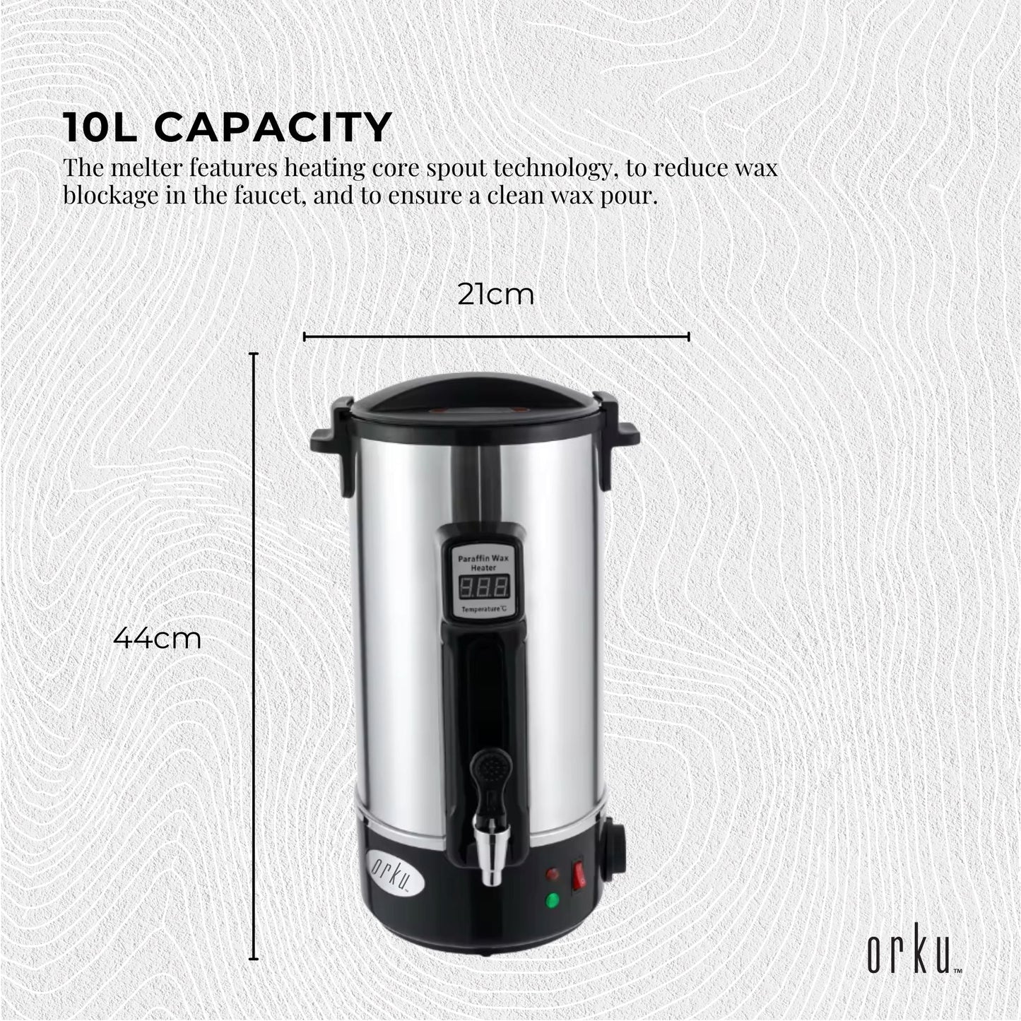 10L Orku Candle Wax Heater With Core Heating Tap - Electric Warmer Melter Pot