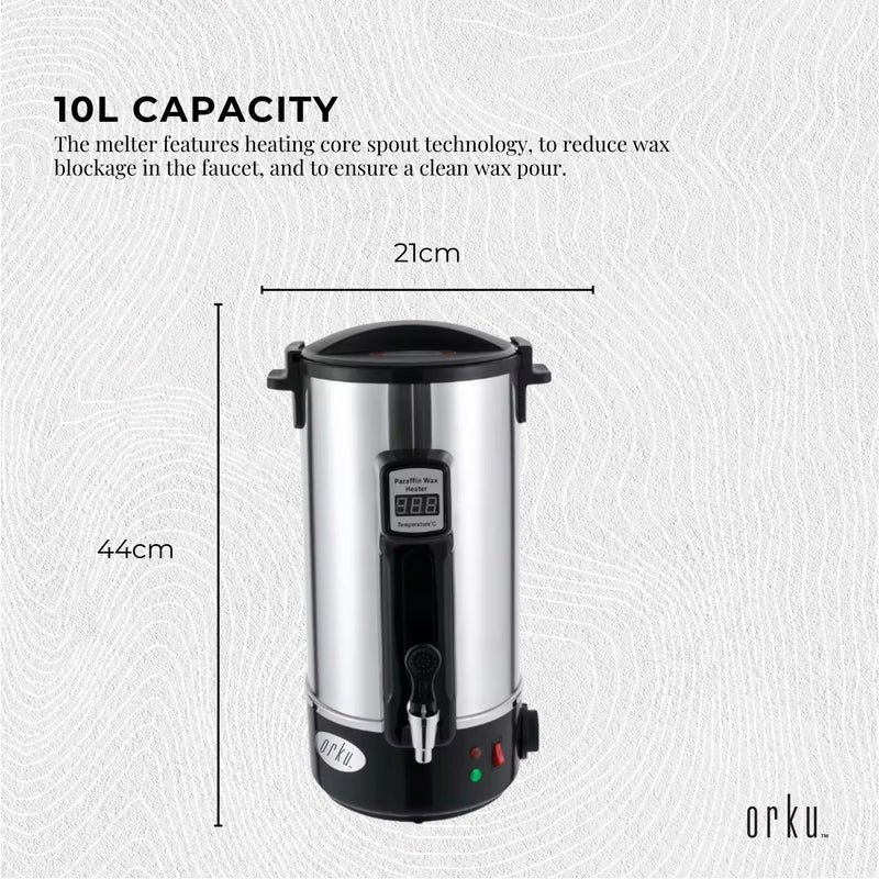 10L Orku Candle Wax Heater With Core Heating Tap - Electric Warmer Melter Pot