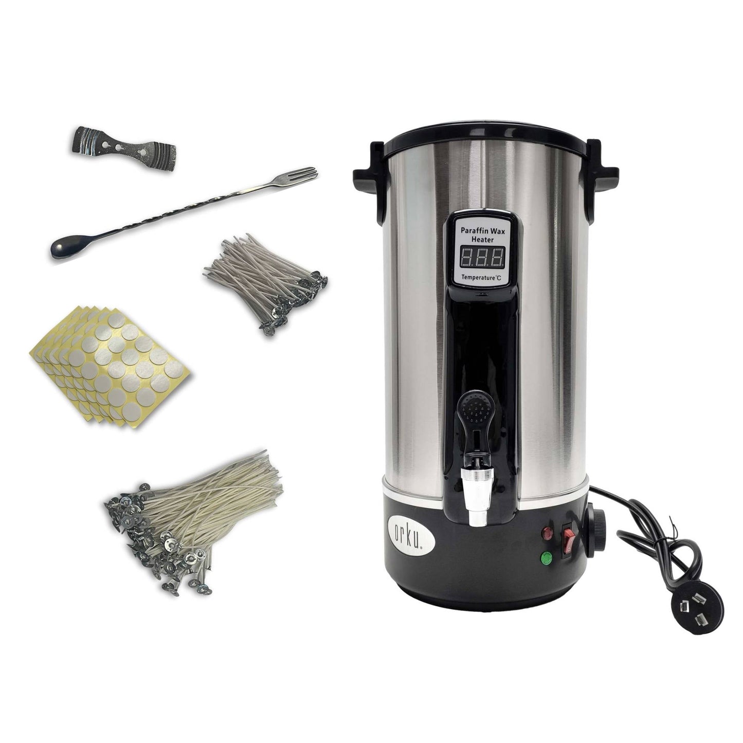 8L Orku Candle Wax Heater With Tap And Accessories - Candle Making Melter Pot
